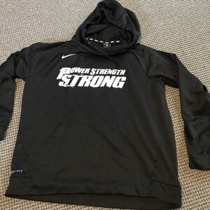 Nike DriFit hoodie Large Black "power strength strong"